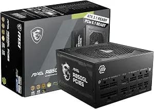 Msi Mag a850gl pcie5, Fully Modular Compact Gaming 850w Power Supply, 80+ Gold, Atx 3.1 & Pcie 5.1 Ready, Native Dual-Color 12v-2x6 Cable, 10 Year Warranty