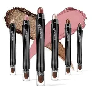 6pcs Eyeshadow Stick Makeup Sets, Crease-Proof Shadow,Metallic And Matte Shimmer Eye Shadow Eye Brightener Stick Pencil Crayon, b01-Pink Brown