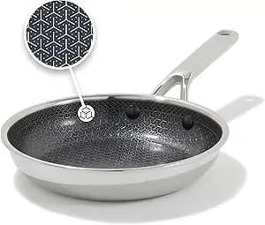 Oxo Hybrid 8” Nonstick Stainless Steel Frying Pan, Durable Pfas-Free Ceramic Skillet, Stay-Cool Handle, Induction & All Cooktop Compatible, Dishwasher Safe, Mirror Polished Tri-Ply