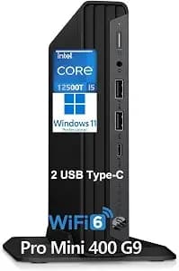 Hp Pro Mini 400 g9 Business Mini Desktop Computer, Intel 6-Core i5-12500t, 16gb ddr4 Ram, 512gb Pcie Ssd, 2 Type-C, Hdmi, 2 Displayport, Wifi 6, Bluetooth, Keyboard & Mouse, Windows 11 Pro