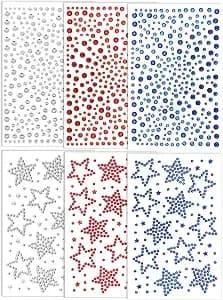 6 Sheets Star Face Gems Stick On, Self-Adhesive Face Jewels For Women, Festival Star Faces Rhinestone Sticker Glitter Eye Gems For Makeup, Rave Party, Cosplay, Hair, Crafts, 3 Colors