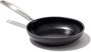 Oxo Enhanced 8" Frying Pan Skillet, Pfas-Free Ceramic Nonstick, Durable Hard Anodized Cookware, Scratch Resistant, Stainless Steel Handle, Good Grips, Dishwasher Safe, Oven Safe, Black