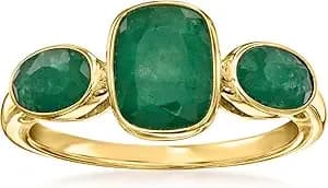Ross-Simons 2.80 Ct. T.W. Emerald 3-Stone Ring In 18kt Gold Over Sterling