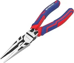 Workpro Premium 8” Needle Nose Pliers, Paper Clamp Precision, Heavy-Duty Crv Steel, Large Soft Grip With Wire Cutter, Long Nose Cutting Pliers, w031269