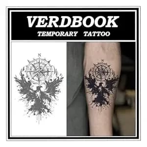 Waterproof Semi Permanent Compass Falcon Tattoos Women, 2 Sheets