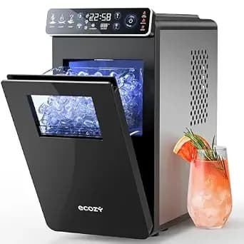 Ecozy Ice Makers Countertop With Full-Color Panel & Timer Function - Ultra Slim Design, Built-In Status Light, 26 Lbs/Day, Two Ice Sizes, Portable Self-Cleaning Ice Machine For Home/Kitchen/Rv