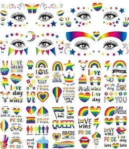 120+ Pcs Pride Stickers, Rainbow Temporary Tattoos Lgbtq Stickers - Colorful Sticker Sheets For Kids With Gay Pride Designs For Parade, Pride Month Party Supplies And Celebrations