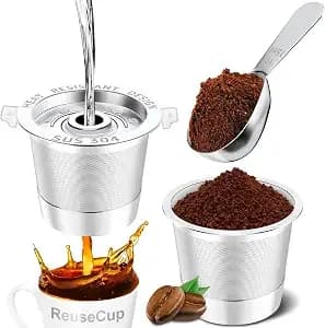 Nessus 2 Pack Reusable K Cup For Keurig 1.0 - Stainless Steel Coffee Pods With Heat Resistant Handles And Scoop, No Bpa