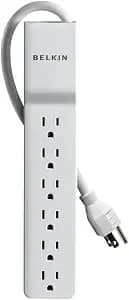 Belkin 6-Outlet Commercial Power Strip Surge Protector, 6ft Cord, 720 Joules, White - Flame-Retardant Housing, Cable Management Clip, Home Office, Desktop Computer, Tv, Gaming Setup