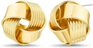 Nautica 17.5 Mm Love Knot Stud Earrings For Women 14k Yellow Gold Plated Alloy