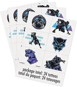 Assorted Colors Black Panther Tattoos - Pack Of 24 - Vibrant Design, Perfect Parties, Themed Events, Festivals, Marvel Fans, & More