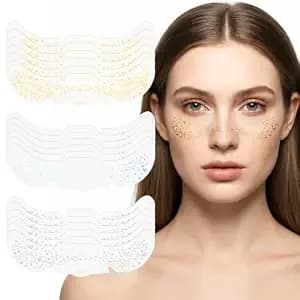 18pcs Glitter Freckles Face Tattoos, Holographic Gold Silver Sparkle Freckles Makeup Patches, Waterproof Temporary Face Tattoos For Women Festival Rave Party Prom