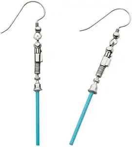 Star Wars Luke Skywalker Blue Lightsaber Dangle Earrings, Blue,Silver,Black