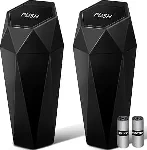 Hotor Car Trash Can With Lid, Leakproof, Black, 2 Pack - Car Accessories For Interior, Garbage Can With 30 Attached Trash Bags, Multipurpose Organizer And Storage For Home & Office