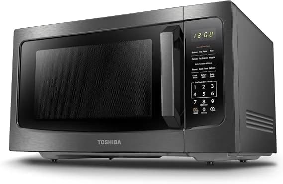 Toshiba Microwave Oven With Smart Sensor, 1.6 Cu.Ft, 1200w - Position Memory Turntable, Sound On/Off, Countertop, 13.6" Turntable, Black Stainless Steel