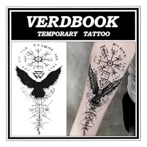 Waterproof Semi Permanent Black Wings Tattoos Women, 2 Sheets
