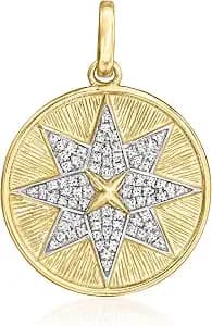 Ross-Simons 0.25 Ct. T.W. Diamond Starburst Pendant In 14kt Yellow Gold