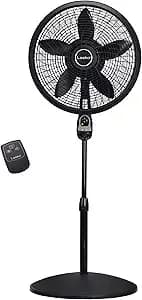 Lasko Oscillating Cyclone Pedestal Fan With Remote Control - Cooling Standing Fan For Bedroom, Living Room, And Home Office - Adjustable Height - 3 Quiet Speeds - 1843 - 18" Blade Diameter - Black