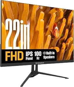 Westinghouse 22 Inch Computer Monitor, 1080p Fhd Ips Frameless Gaming Monitor,100hz, 1ms, Built-In Speakers, Eye Care, Adaptive Sync Support (Freesync Compatible), Hdr, Vesa, Hdmi & Vga W/Gaming Mode