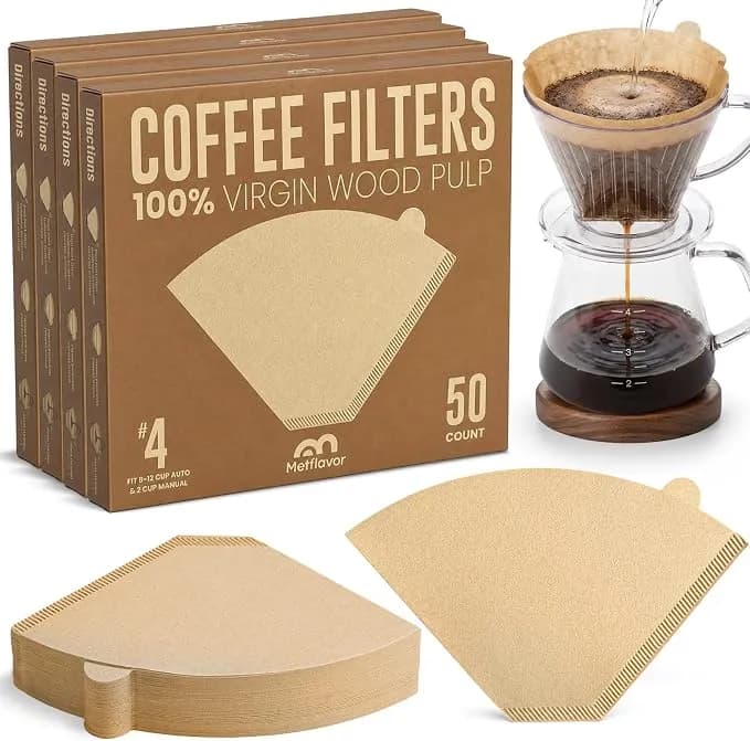 200 Count #4 Cone Coffee Filters, Unbleached Natural Paper Coffee Filters For 8–12 Cup Coffee Makers, Disposable #4 Cone Filters Compatible With Ninja Cuisinart, Drip Coffee Maker & Pour Over Brewers