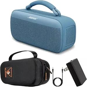 Bose Soundlink Max Portable Speaker, Large Waterproof Bluetooth Speaker, Up To 20 Hours Of Battery Life, Usb-C, Built-In 3.5mm Aux Input, + Hard Shell Travel Case + Aux Cable (Blue Dusk)