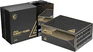 Msi Meg ai1600t pcie5, Fully Modular Gaming 1600w Power Supply, 80+ Titanium, Dual 12v-2x6 Cables, Server-Grade Capacitor, Atx 3.1 & Pcie 5.1 Ready, Low-Noise, Braided, 12 Year Warranty