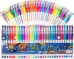 Gel Pens For Adult Coloring Books, 30 Colors Fine Point Gel Marker Pens - Longest-Lasting Colored Gel Ink Pens For Journaling, Drawing And Diy Work