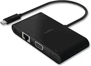 Belkin Usb-C Multimedia + Charge Adapter, 4k Hdmi/Usb-A/Usb-C/Vga, 4.9 Ft, Black
