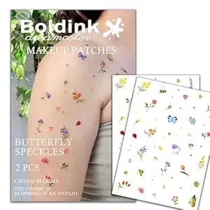 2pcs Makeup Stickers,Temporary Facial Butterfly Patches For Women - Masquerade Stickers,Waterproof Flower Patches,Beauty Face Makeup,Wedding Face Makeup Stickers,Party,Festival,Gifts