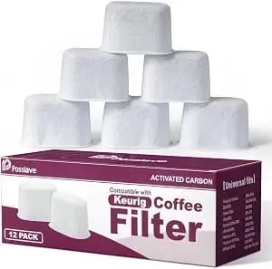 Possiave 12 Pack Water Filters Replacement For Keurig Coffee Maker - Charcoal Water Cartridges For Keurig K-Cup Brewers, Fits 1.0 B Series, 2.0 Lineup, K-Series Brewers With Filter Slots