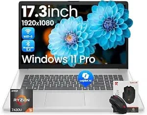 Hp 17 Inch Laptops, Amd Ryzen 5 7430u(Beats i7-1255u), 64gb Ram 2tb Ssd, Windows 11 Pro, 17.3" Fhd Ips 300nits Display, Copilot Ai, Hdmi, Wi-Fi 6 & Bluetooth 5.4, Accessory Kit