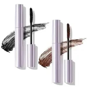 2pcs Mascara For Older Women, Long Lasting Curl Mascara, Lengthening And Volumizing Mascaras, Lightweight Tubing, Water Resistant Mascaras For Women, Brown & Black