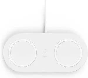 Belkin 10w Dual Wireless Charging Pad, Qi Charger For Iphone - Iphone, Samsung, Airpods Compatible, Charge Two Devices, Hands-Free Music And Video Streaming