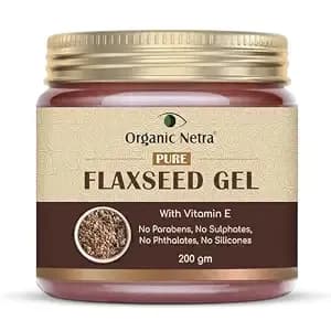 Organic Netra Pure Flaxseed Gel With Vitamin E For Hair – Nourishes & Strengthens, Hydrating & Gentle, Suitable For All Skin Types, 7.05 Oz