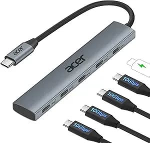 Acer 10 Gbps Usb C Hub, Usbc Splitter With 4*Usb C 3.2 And 100w Pd Port - Type-C Multiport Adapter Fast Data Transfer Compatible For Macbook Neo/Pro/Air, Ipad, Surface Pro, Xps-0.5ft【No Video Output】
