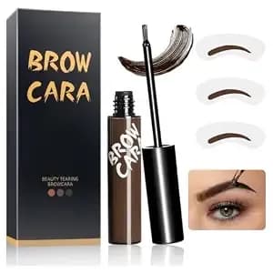 Peel Off Eyebrow Gel Brow Peel Off With Eyebrow Stencils Dark Brown - Easy To Peel Off Waterproof Transfer-Proof Brow Gel For Fuller & Defined Looking Eyebrows
