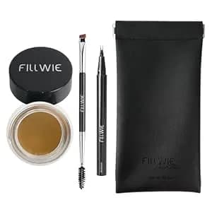 Eyebrow Pomade Stamp, Eye Brow Kit With Angled Spoolie Brush,Microblading 2 Tip Liquid Eyebrow Pen And Pu Pouch For Travel (Blonde)