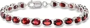 Ross-Simons 18.00 Ct. T.W. Oval Garnet Bracelet In Sterling Silver