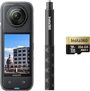 insta360 x4 Construction Bundle - 360° Camera, 8k30fps Hdr Video, 72mp Photo, 11k Timelapses, Supports Dronedeploy, Openspace, Cupix, Oculo, Whitehelmet, Reconstruct, Softroid, Planradar & More