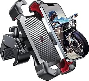 Joyroom Motorcycle Phone Mount, [1s Auto Lock][100mph Military Anti-Shake] Bike Phone Holder For Bicycle, [10s Quick Install] Handlebar Phone Mount, Compatible With Iphone, Samsung, All Cell Phone