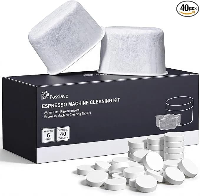 Possiave 40 Espresso Cleaning Tablets And 6 Water Filters For Breville - Espresso Machine Cleaning Kit Compatible With Breville Coffee Marker , Direct Replacements For bec250 And bwf100