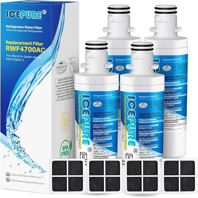 Icepure adq747935 Refrigerator Water Filter And lt120f Air Filter, 4 Combo - Replacement For Lg lt1000p, mdj64844601, Kenmore Elite 9980, lt1000p®/Pc/Pcs, adq74793501 adq74793502 adq74793504,lmxs28626s