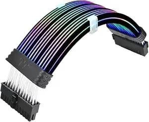 Thermaltake Tt Mod Argb 24-Pin Cable; Illuminated Cable Extension; 285mm Length; 5v 3-Pin Argb; 24-Pin Male And Female Connectors; 18awg; Black; Ac-081-cn1nan-a1