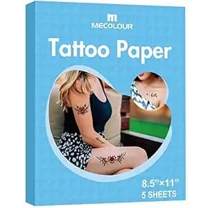 Mecolour Printable Temporary Tattoo Paper For Laser Printer,8.5"x11" 5 Sheets, Diy Image Transfer Decal Paper For Skin