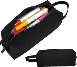 Pencil Case Pouch - Water Resistant Pencil Pouch Portable Pencil Bag Simple Office Stationery Pouch With Handle Back To School Supplies - Black