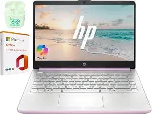 Hp 14" Business Laptop Computer With 1-Year Office 365, Intel Quad-Core n150 Processor, 4gb Ram 128gb Ufs, Windows 11 Home, Plusera Earphones, Honey Lavender