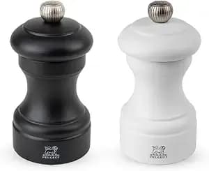 Peugeot Bistro Salt & Pepper Mill Set, 4 In, Matte Black And White
