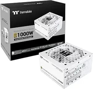 Thermaltake Toughpower Gt 1000w; Atx 3.1; Native Pcie 5.1 12v-2x6; Full Modular; Flat Cables; Color Matched Connectors; Japanese Main Capacitors; 80 Plus Gold; 140mm; Snow; Ps-Tpt-1000fnfagu-W