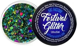 Art Factory Mermaid Holographic Body Glitter Gel, Chunky Sea Mix - Cosmetic Glitter For Face, Hair & Body, Festival Rave Makeup, Long Wear Glitter Paint, Ocean Inspired Party Accessories