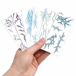 Bluradio Uv Glow Temporary Tattoos, Lightning Body Stickers - Blacklight-Activated Lightning Tattoos For Rave, Glow In Dark Tattoos, Cosplay And Halloween Night Looks